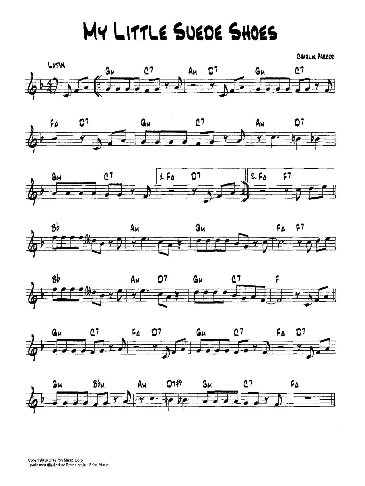 降B爵士乐谱：MY LITTLE SUEDE SHOES