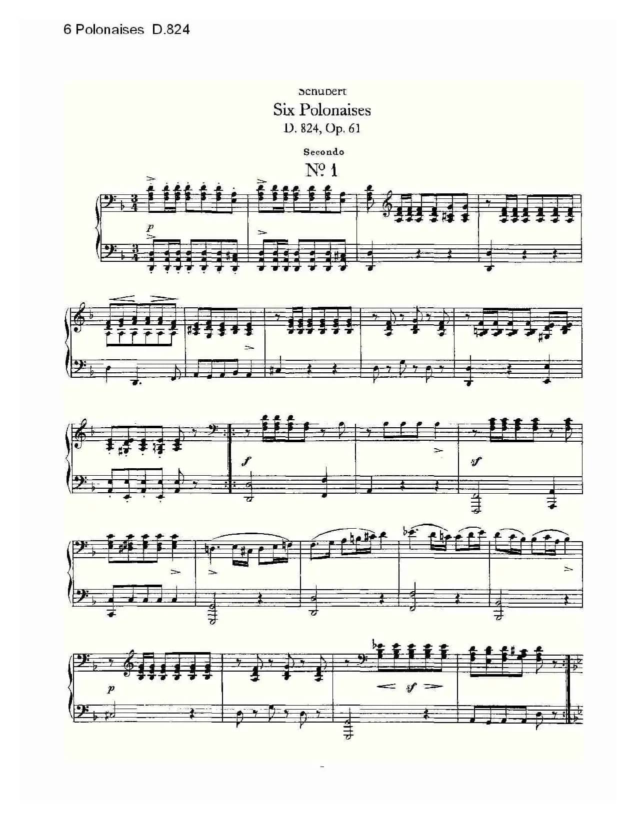 6 Polonaises D.824（6波罗乃兹舞曲 D.824）