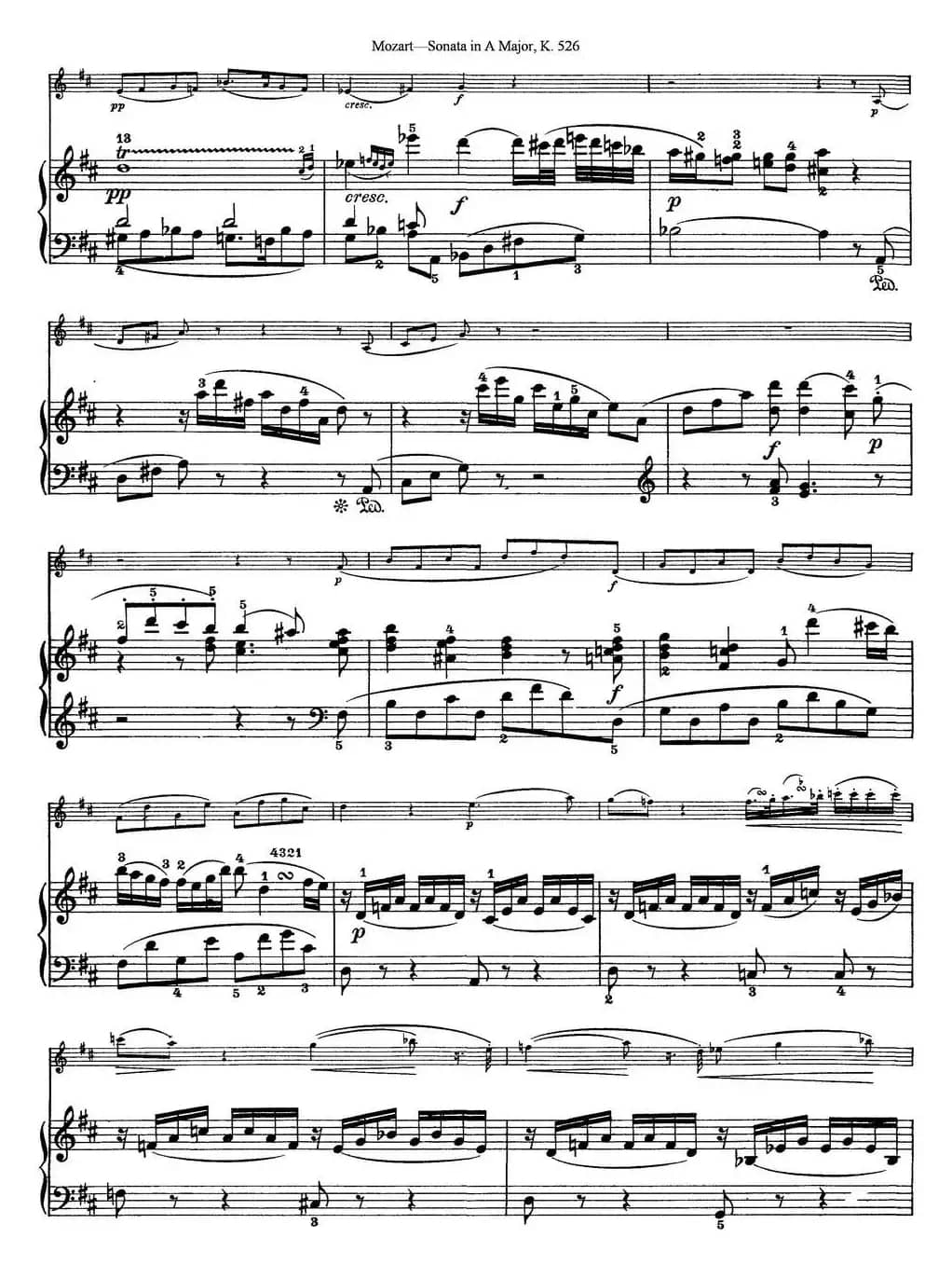 Violin Sonata in A Major K.526（小提琴+钢琴伴奏）