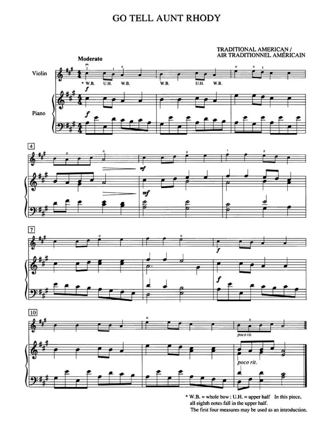 Go Tell Aunt Rhody（加拿大小提琴考级·预备级）