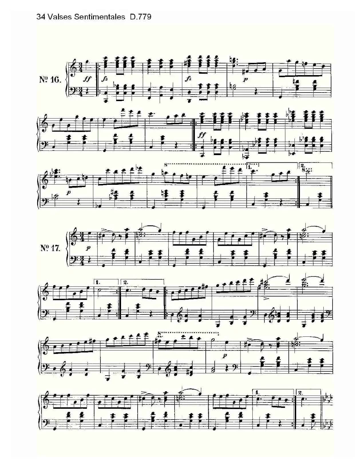 34 Valses Sentimentales D.779（34 伤感圆舞曲 D.779）