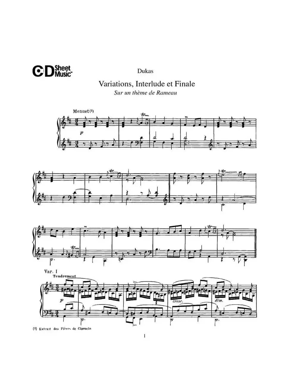 Variations, Interlude & Finale on theme de Rameau（拉摩主题变奏曲、间奏曲和终曲·第一部分）