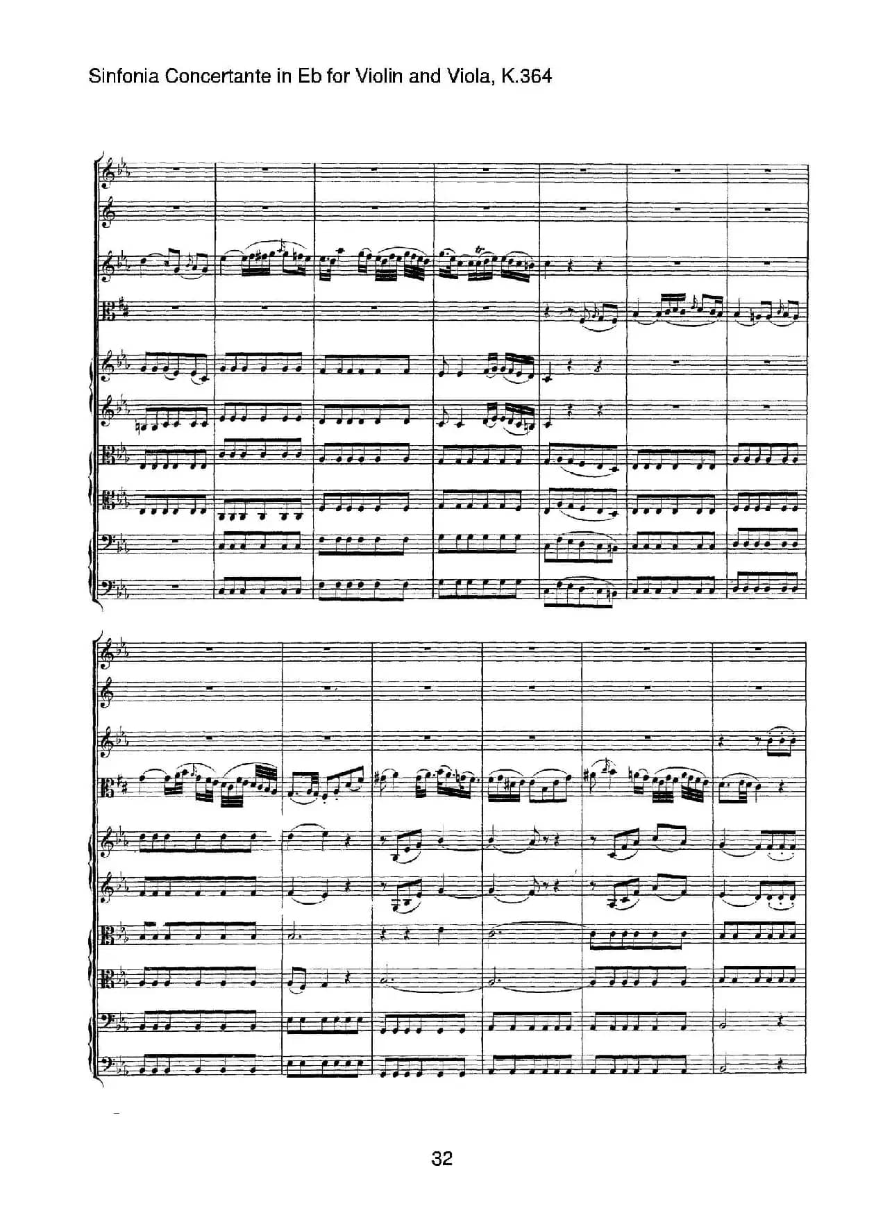 降E大调交响协奏曲（《Sinfonia Concertante in Eb》for Violin and Viola K.364）