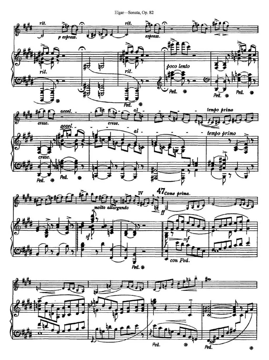 Violin Sonata Op.82（小提琴+钢琴伴奏）