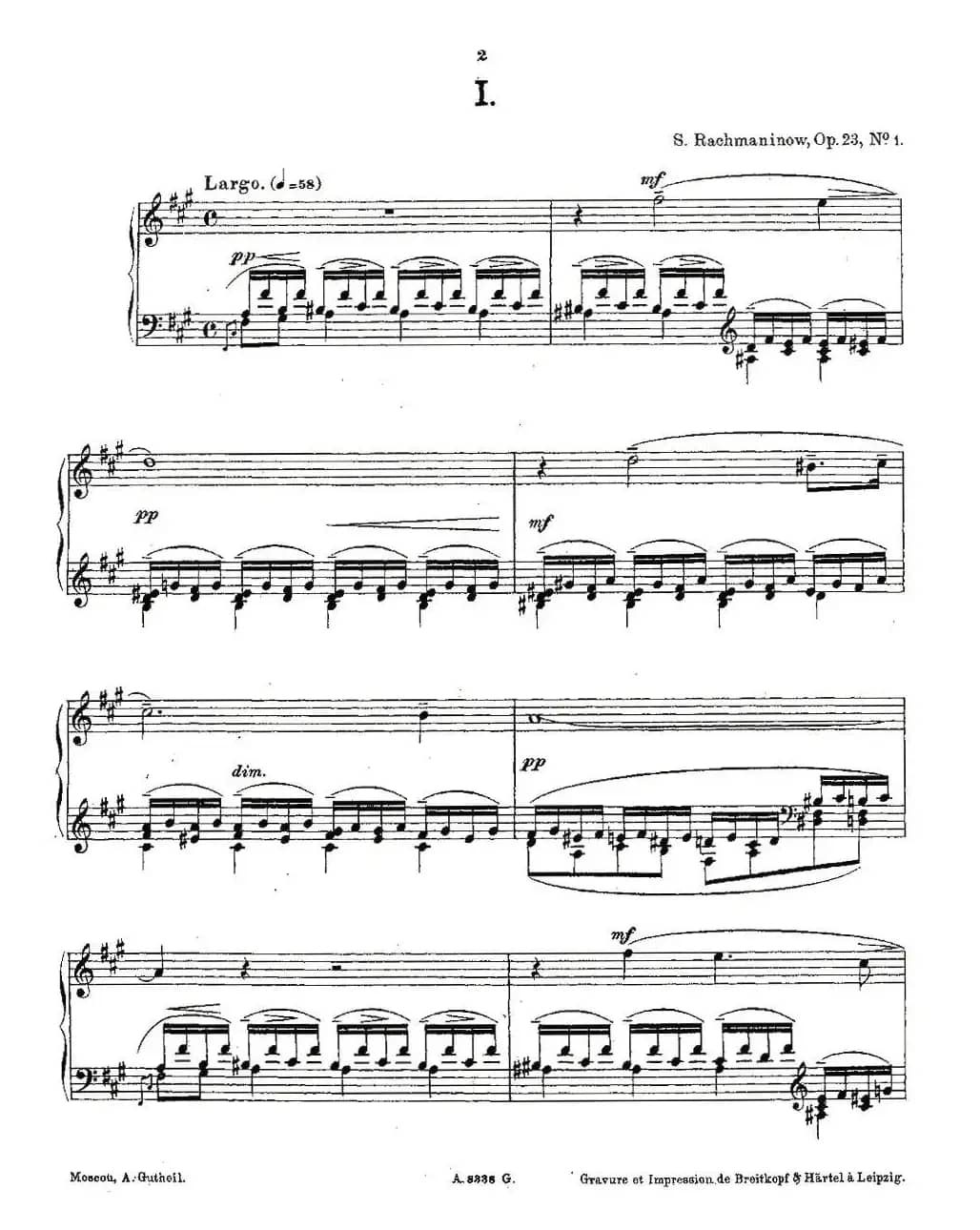 10首《前奏曲》之一（Rachmaninoff  10 Preludes, Op.23 ）