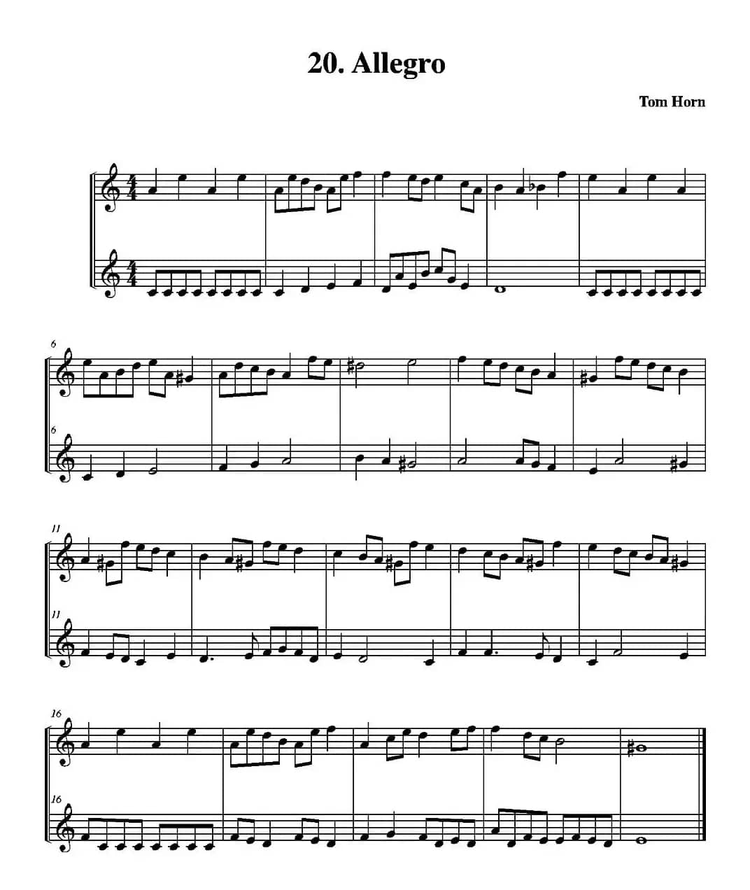 Allegro（简易二重奏）