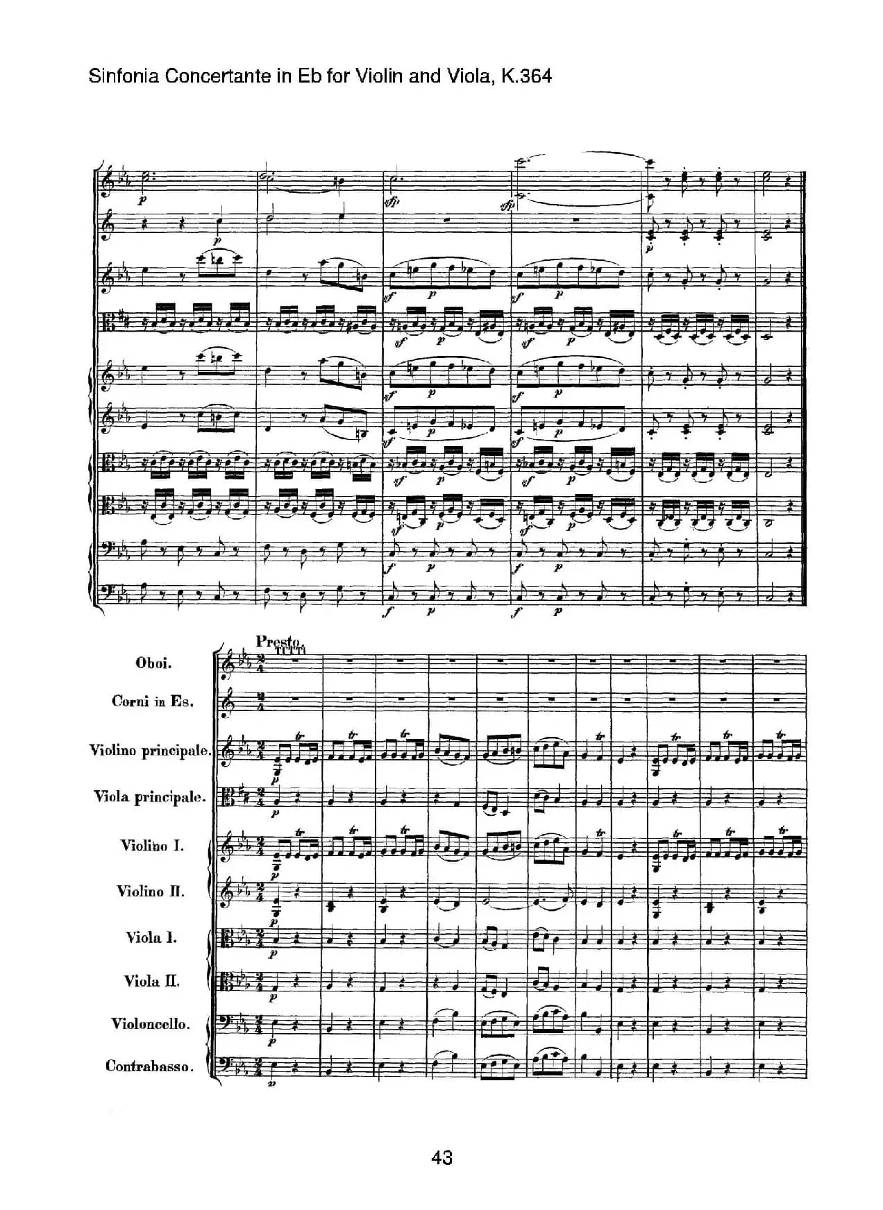 降E大调交响协奏曲（《Sinfonia Concertante in Eb》for Violin and Viola K.364）