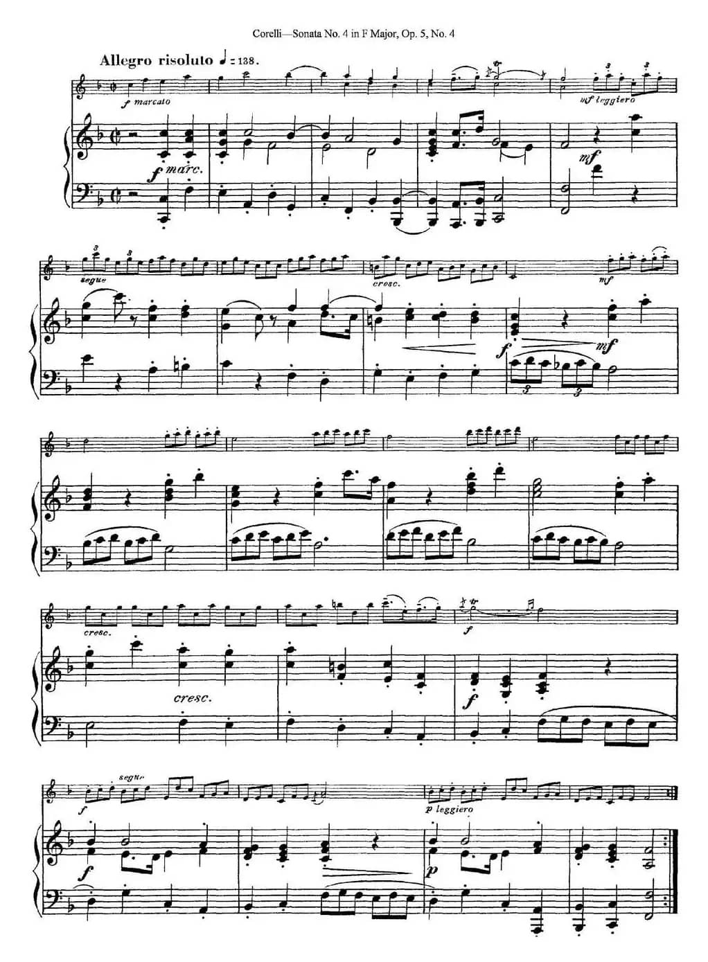 Sonata No.4 in F MajorOp.5 No.4（小提琴+钢琴伴奏）