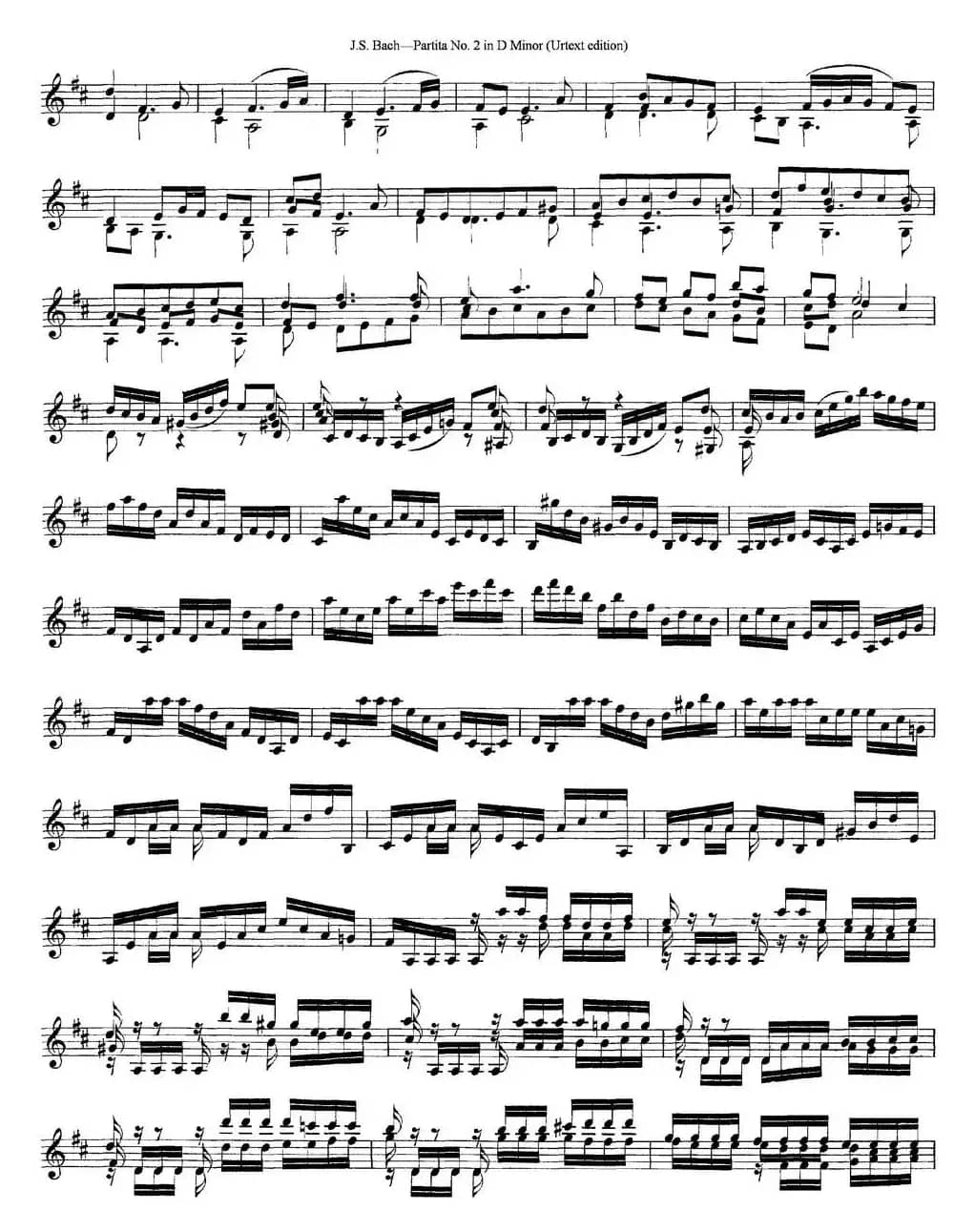 6 Violin Sonatas and Partitas 4.Partita No.2 in D Minor（Urtext edition）