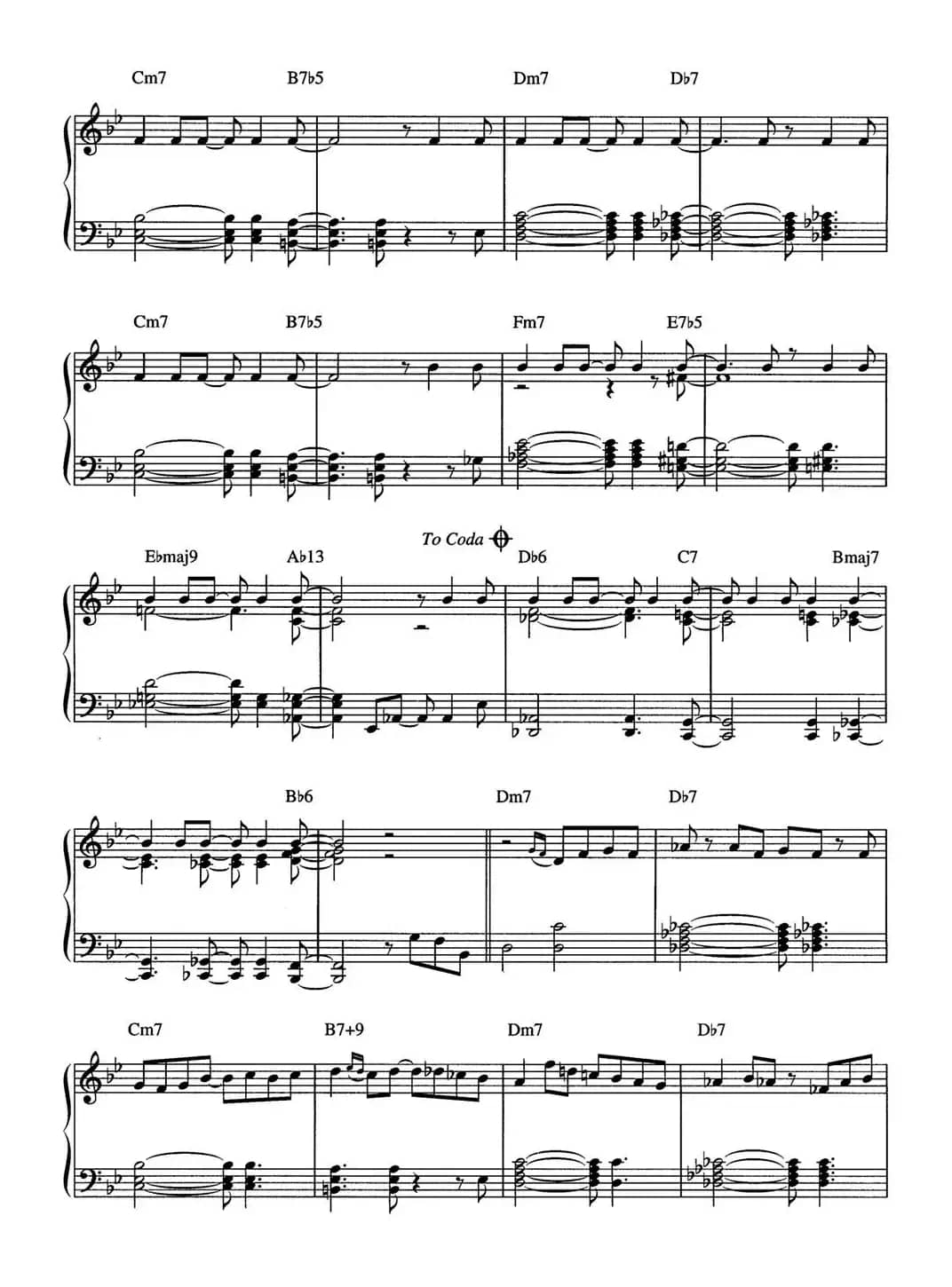 One Note Samba（samba de uma nota so）（爵士钢琴酒吧独奏钢琴谱）