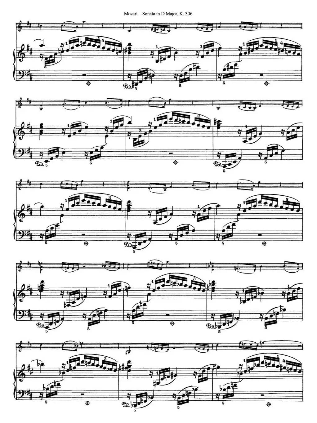 Violin Sonata in D Major K.306（小提琴+钢琴伴奏）