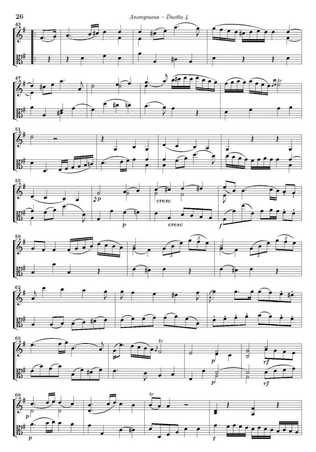 Duetto 4（小提琴+中提琴）