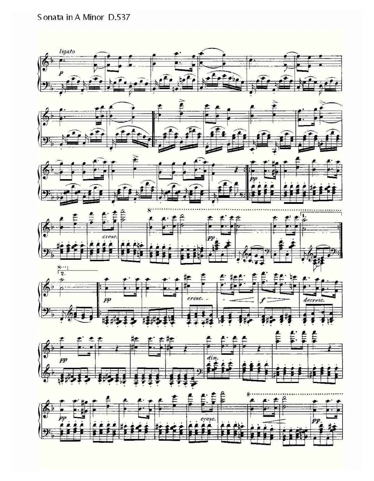 Sonata in A Minor D.537（A小调奏鸣曲 D.537）