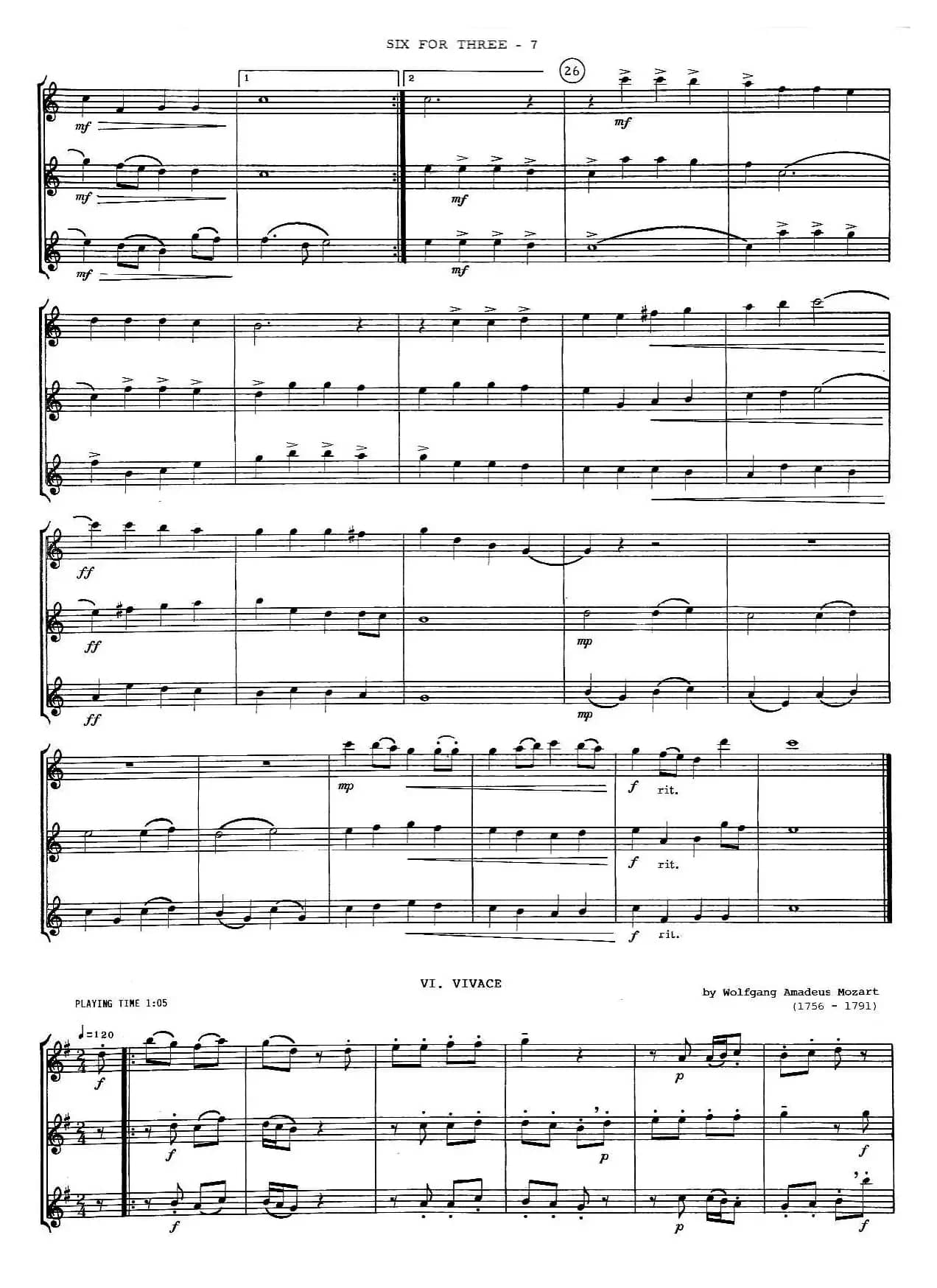 six for three（次中音三重奏总谱）