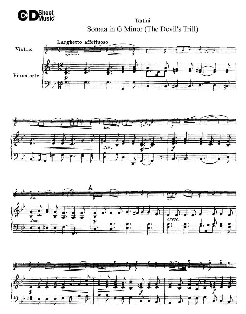 Violin Sonata in G Minor（The Devil's Trill）（小提琴+钢琴伴奏）