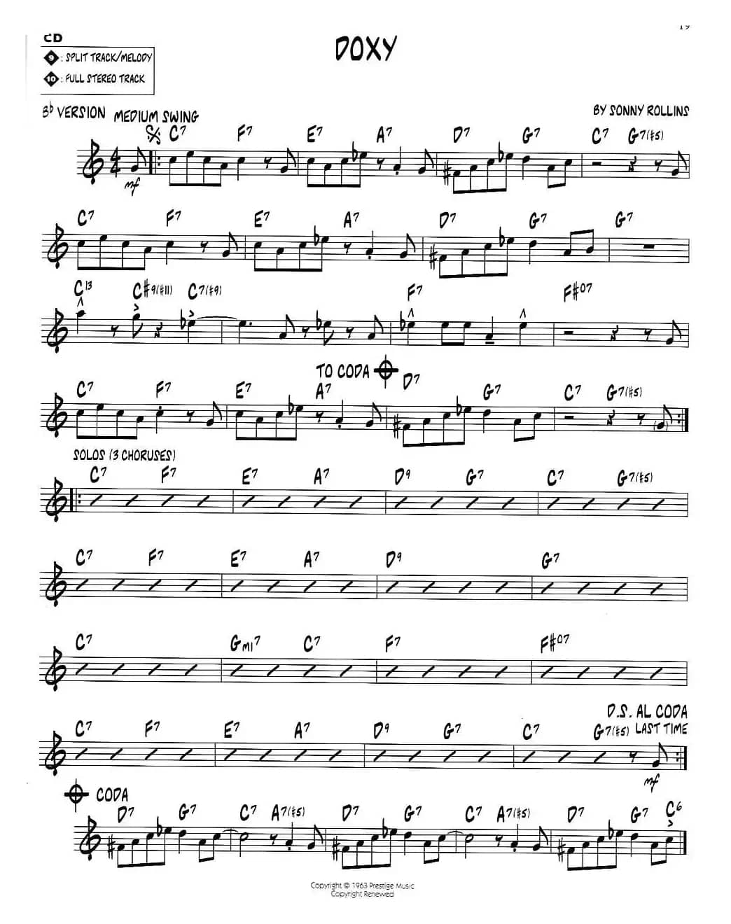 DOXY（jazz系列萨克斯谱）