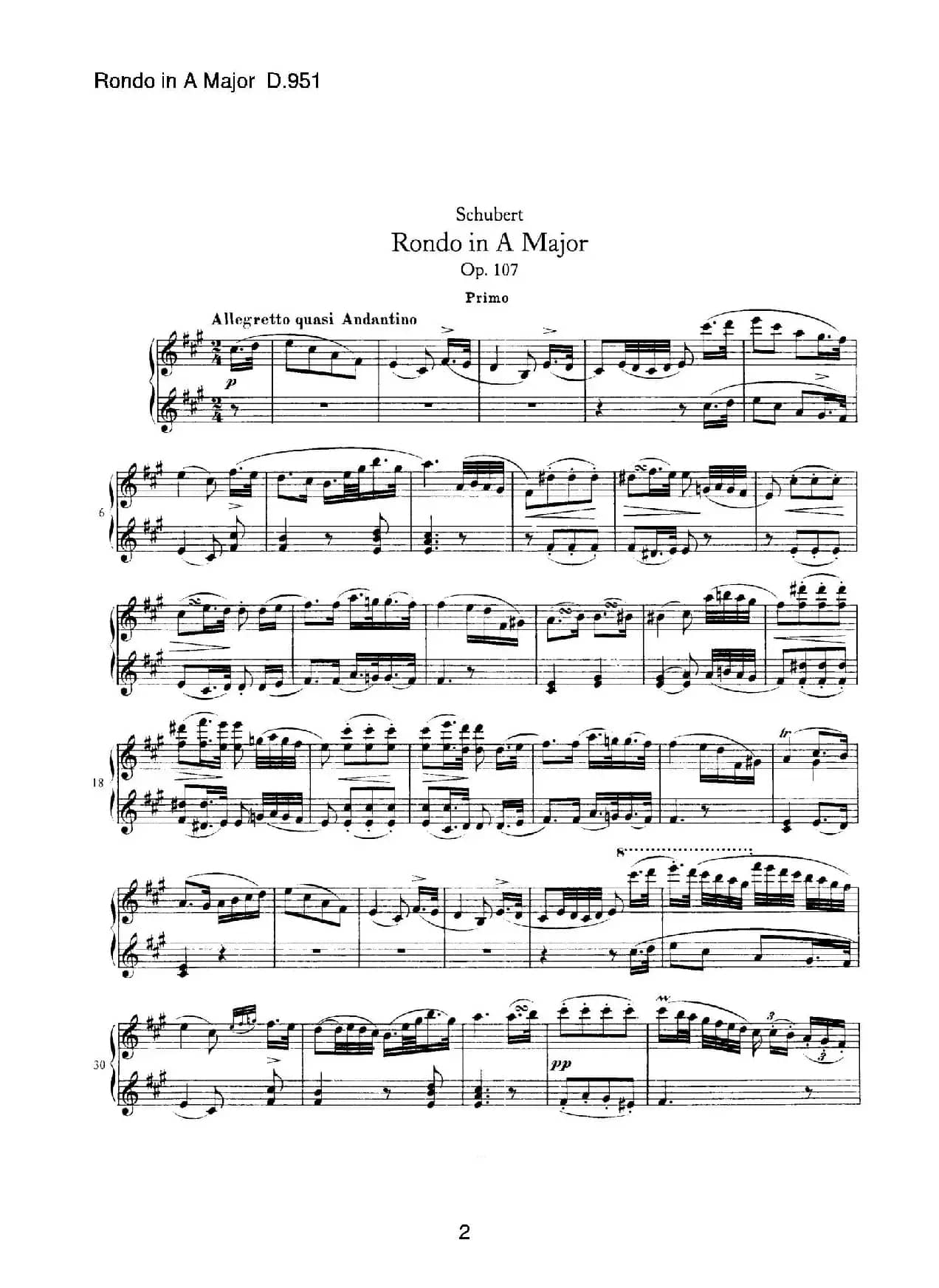 Grand Rondeau in A Major Op.107（A大调回旋曲·四手联弹）