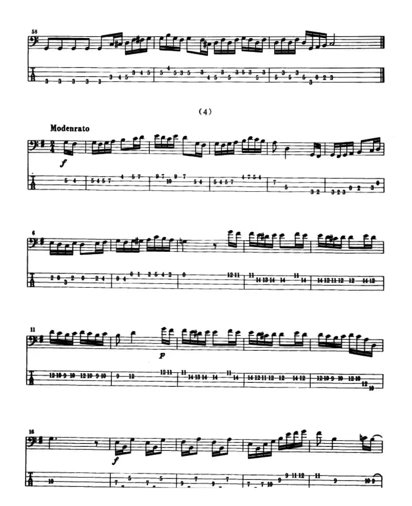 电贝司专业等级第六级（二、必弹曲目：独奏曲）