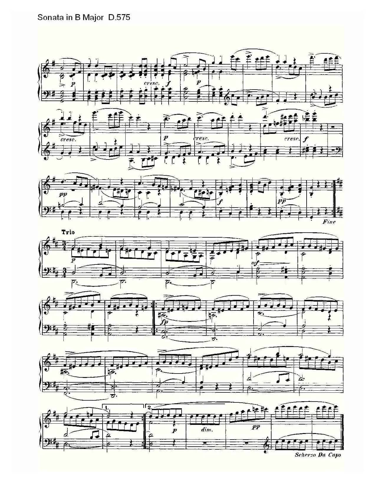 Sonata in B Major D.575（B大调奏鸣曲 D.575）