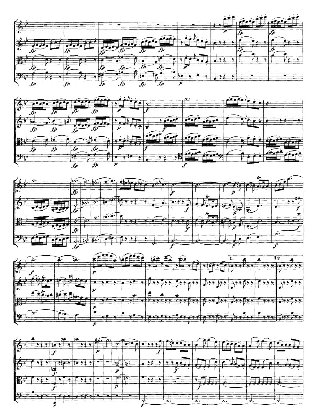 Mozart《Quartet No.17 in Bb Major,K.458》（总谱）