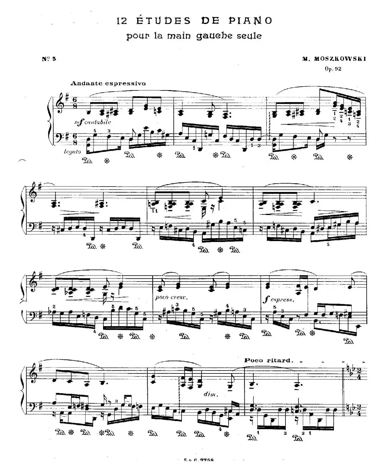 12 Etudes For The Left Hand Op.92 No.5（12首为左手而作的钢琴练习曲）