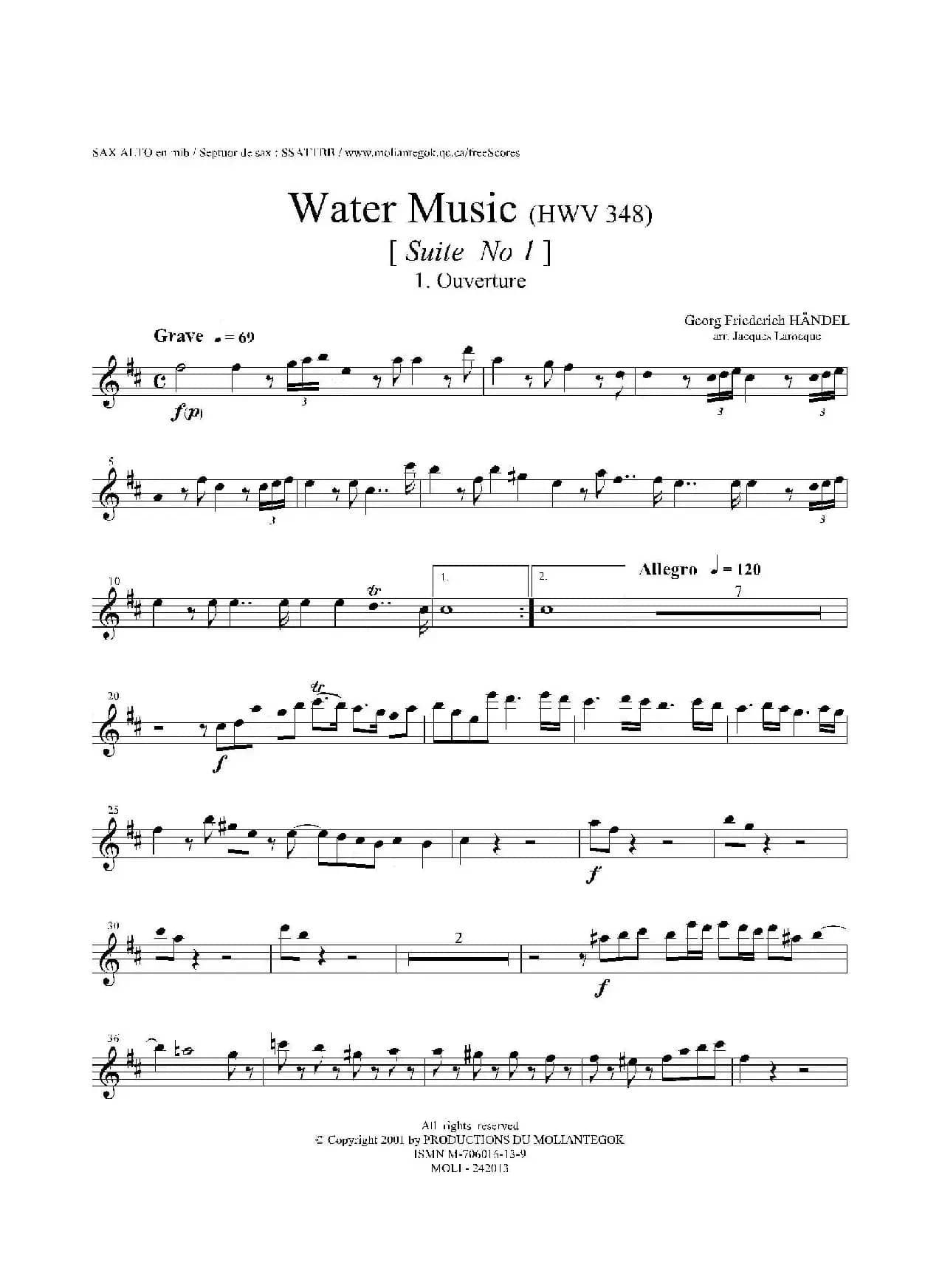 Water Music（HWV.348 No.1）（中音萨克斯）