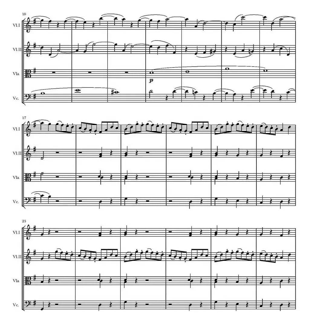 String Quartet KV.387（G大调弦乐四重奏）