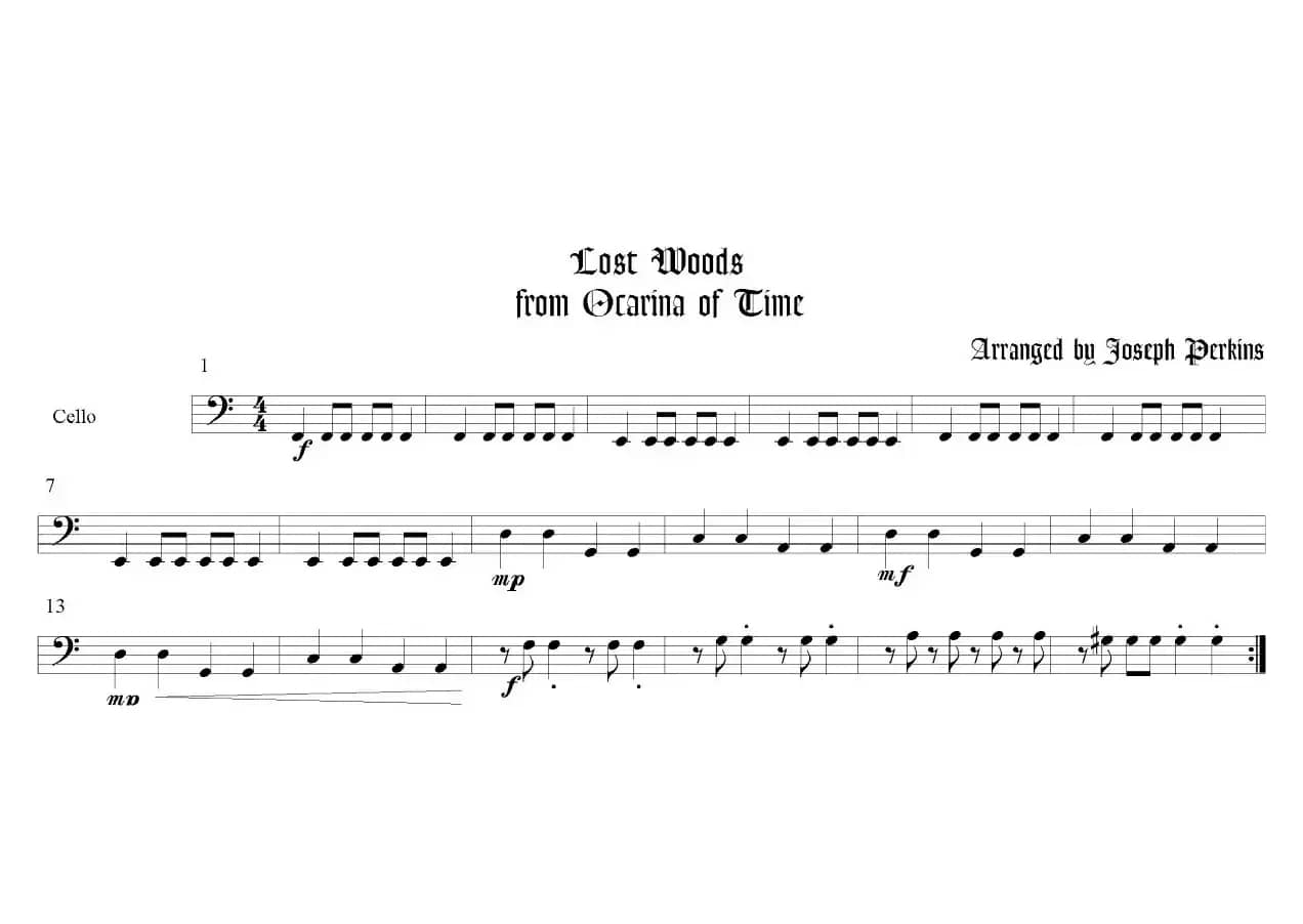 Lost Woods（弦乐四重奏总谱+分谱）