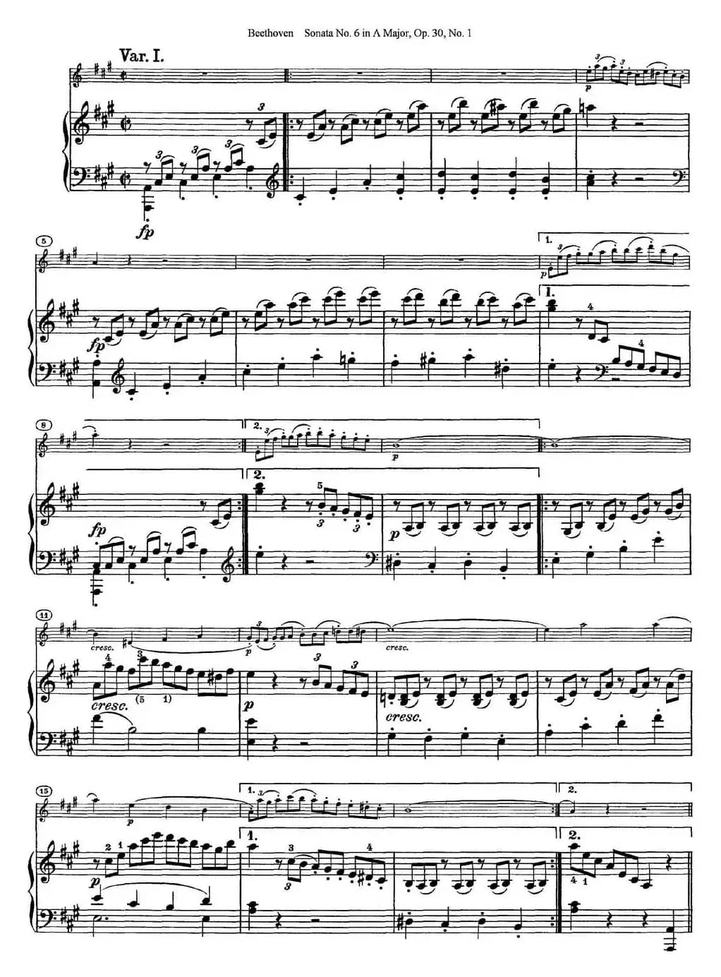 Violin Sonata No.6 in A Major Op.30 No.1（小提琴+钢琴伴奏）