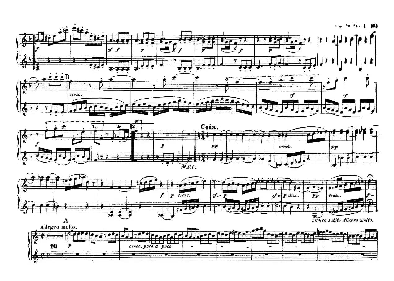 String Quartet No.9 in C Major Op.59-3 - 4 Hands（C大调第九弦乐四重奏·四手联弹）