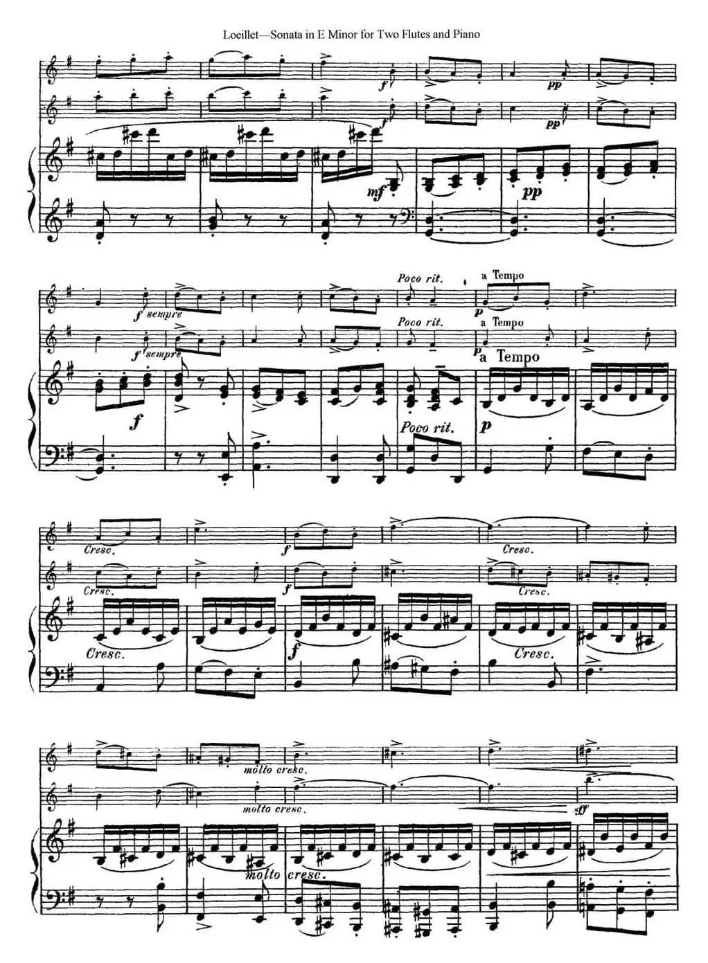 罗埃莱特E小调双长笛与钢琴奏鸣曲 