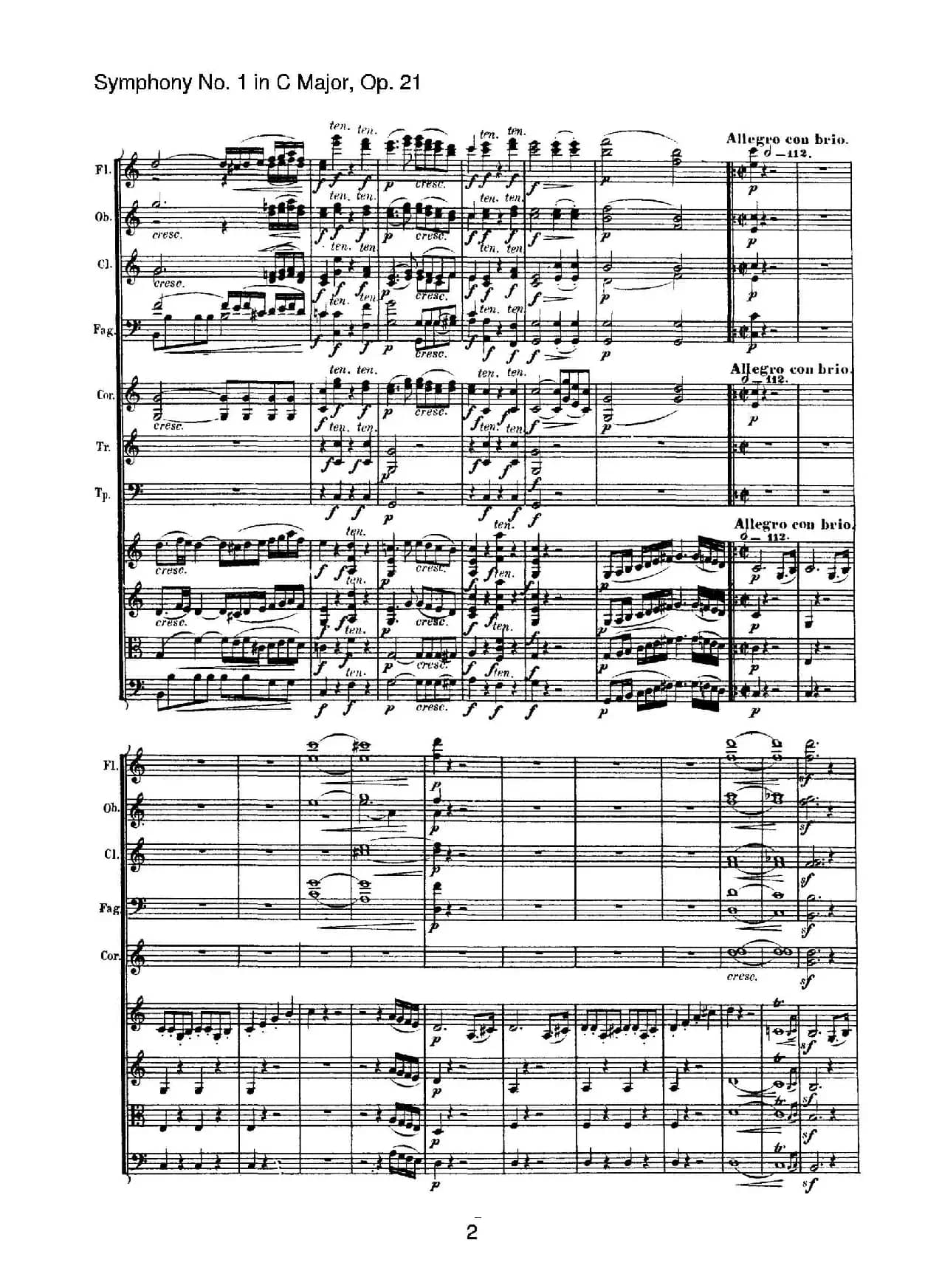 Symphony No.1 in C Major Op.21（Ⅰ）（交响乐总谱）