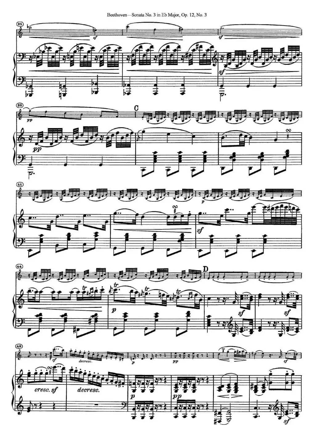 Violin Sonata No.3 in Eb Major Op.12 No.3（小提琴+钢琴伴奏）