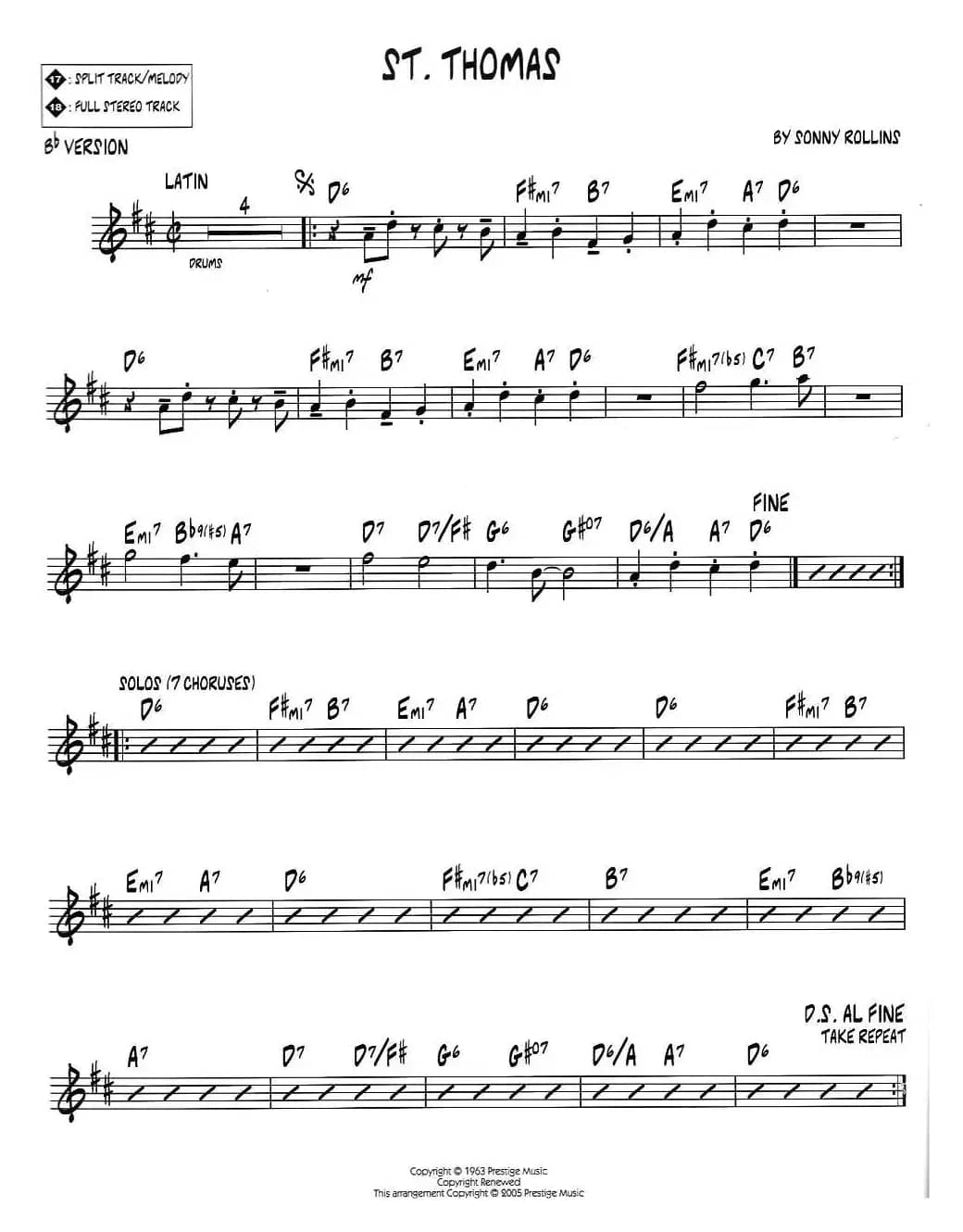 ST. THOMAS（jazz系列萨克斯谱）