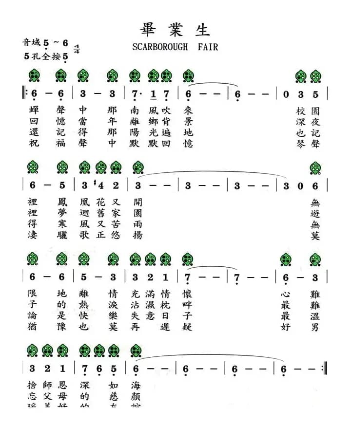 毕业生（六孔陶笛谱）