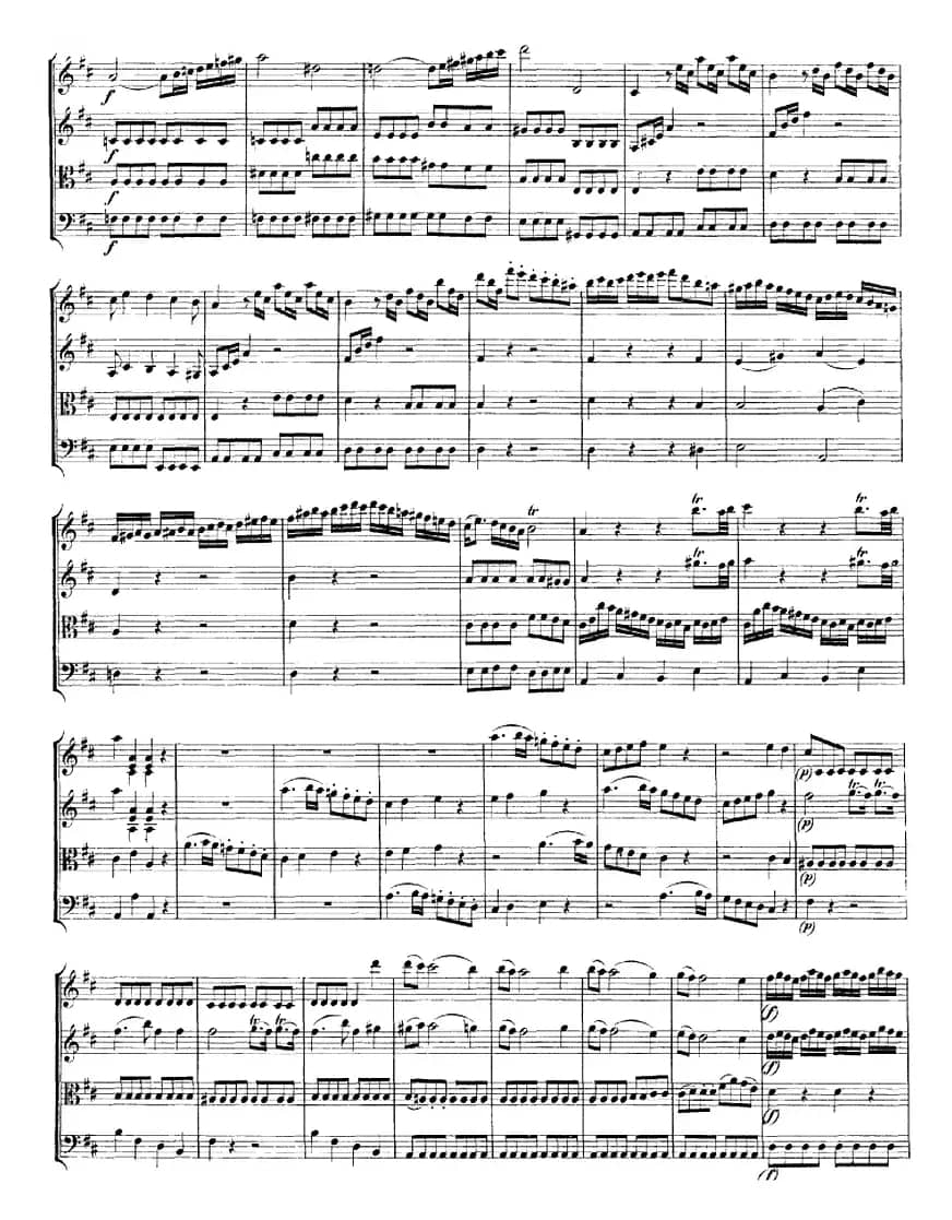 Mozart《Quartet No.2 in D Major,K.155》（总谱）