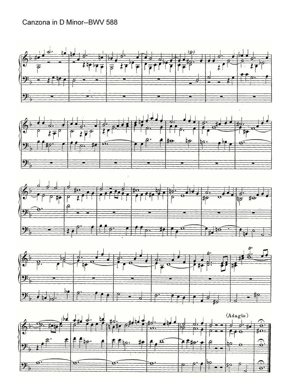 Canzona in D Minor--BWV 588(管风琴谱)