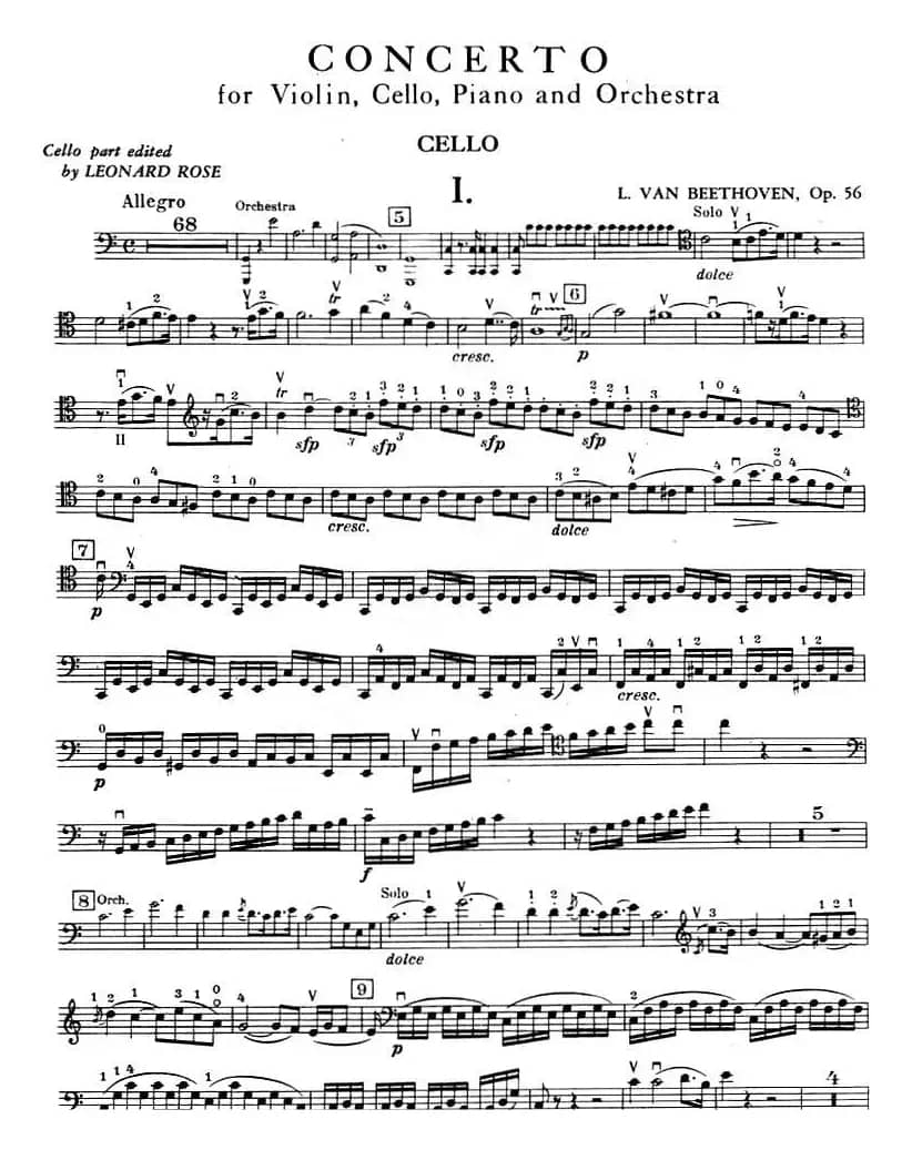 C大调小提琴协奏曲 Op.56（大提琴分谱）