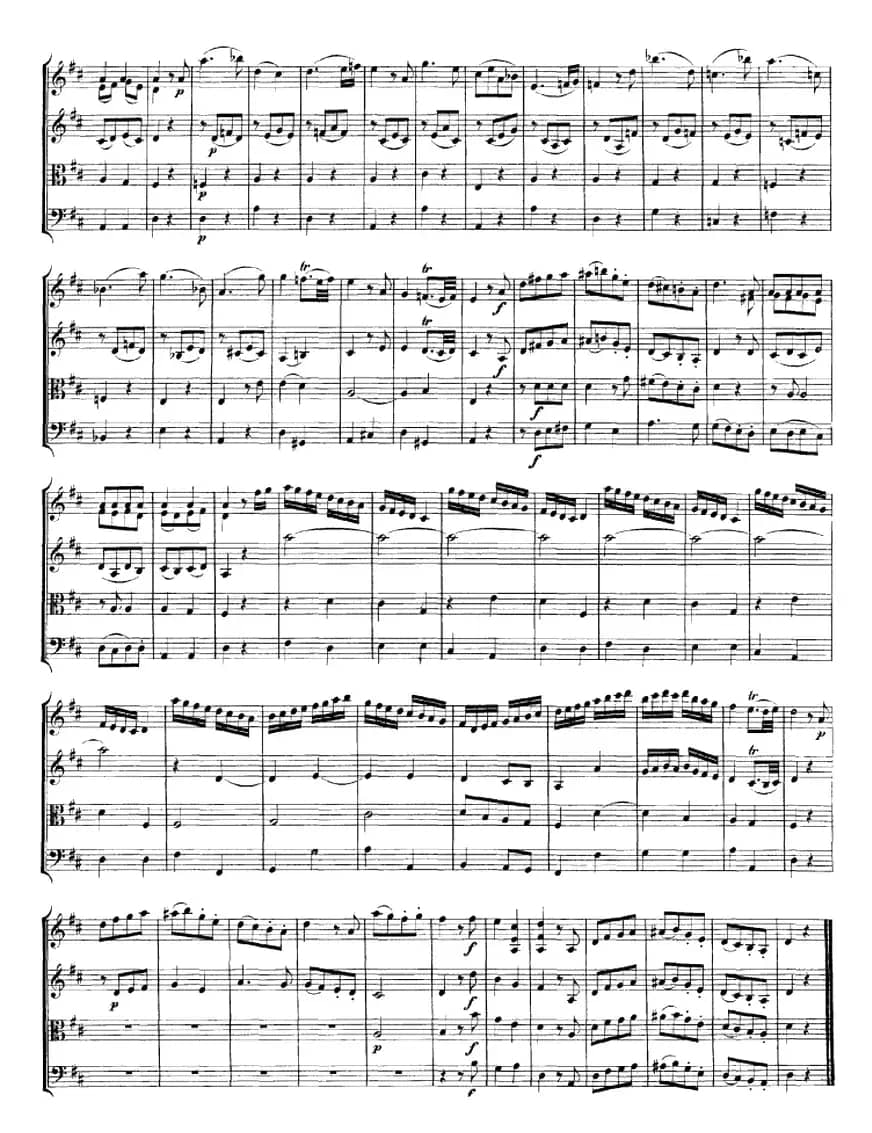 Mozart《Quartet No.2 in D Major,K.155》（总谱）