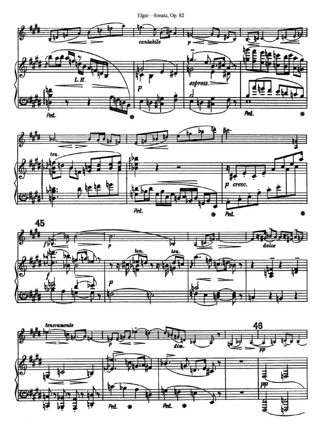 Violin Sonata Op.82（小提琴+钢琴伴奏）