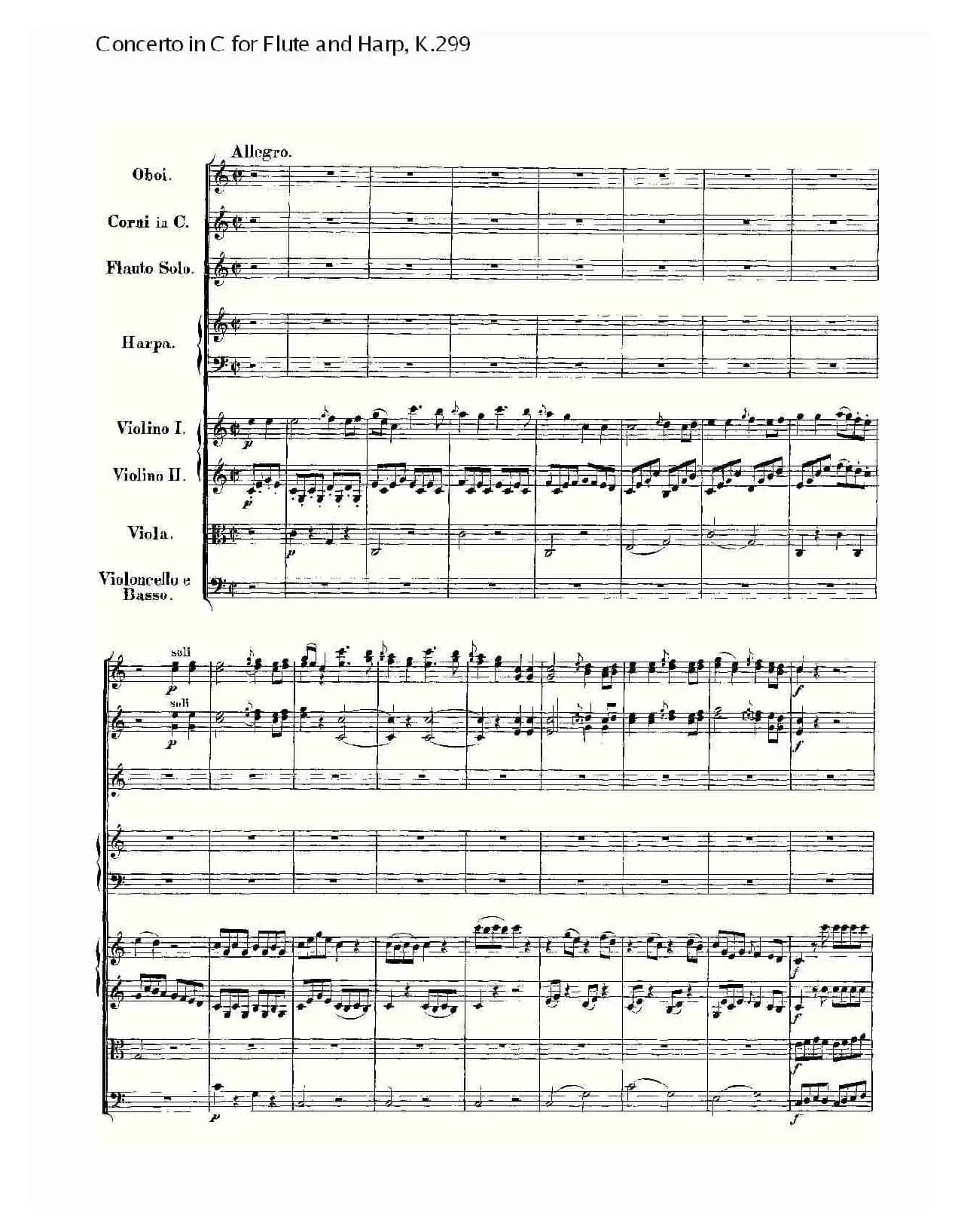 C调长笛与竖琴协奏曲, K.299（二）