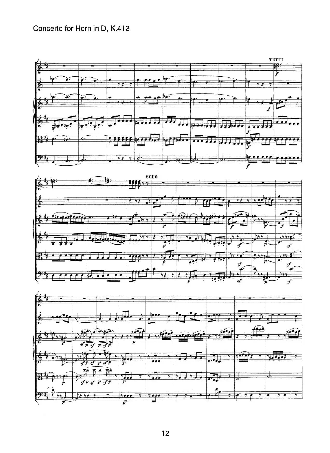 Concerto for Horn in D，K.412（D大调第一圆号协奏曲K412号作品）