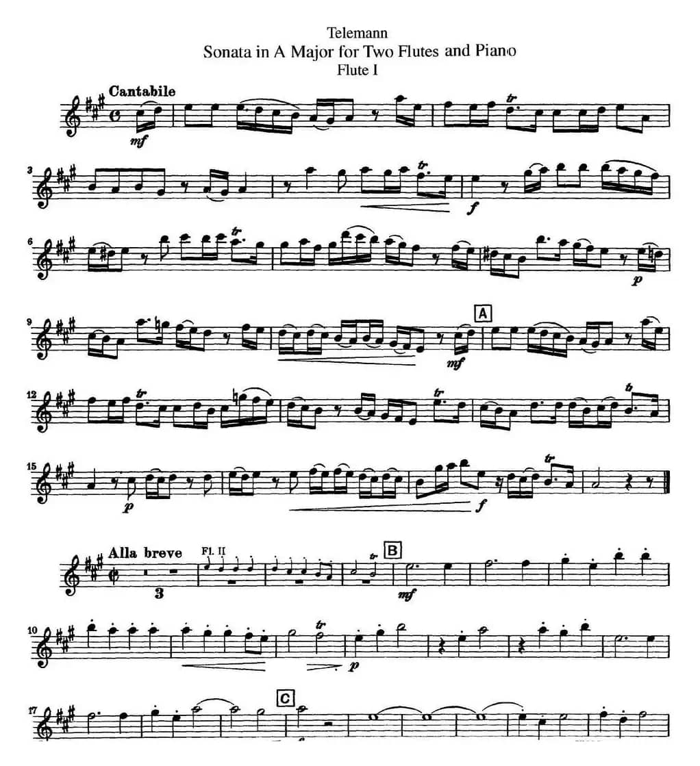 台莱曼A大调双长笛与钢琴奏鸣曲