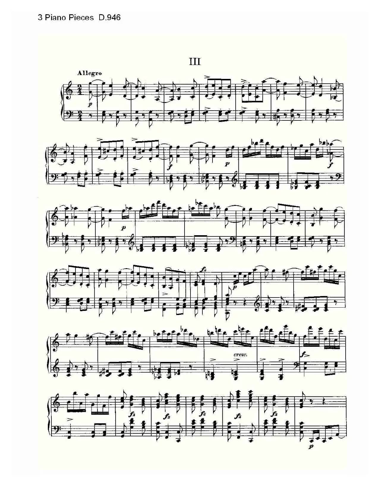 3 Piano Pieces D.946（钢琴三联奏D.946）