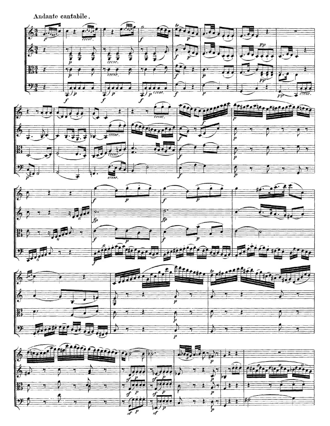 Mozart《Quartet No.14 in G Major,K.387》（总谱）