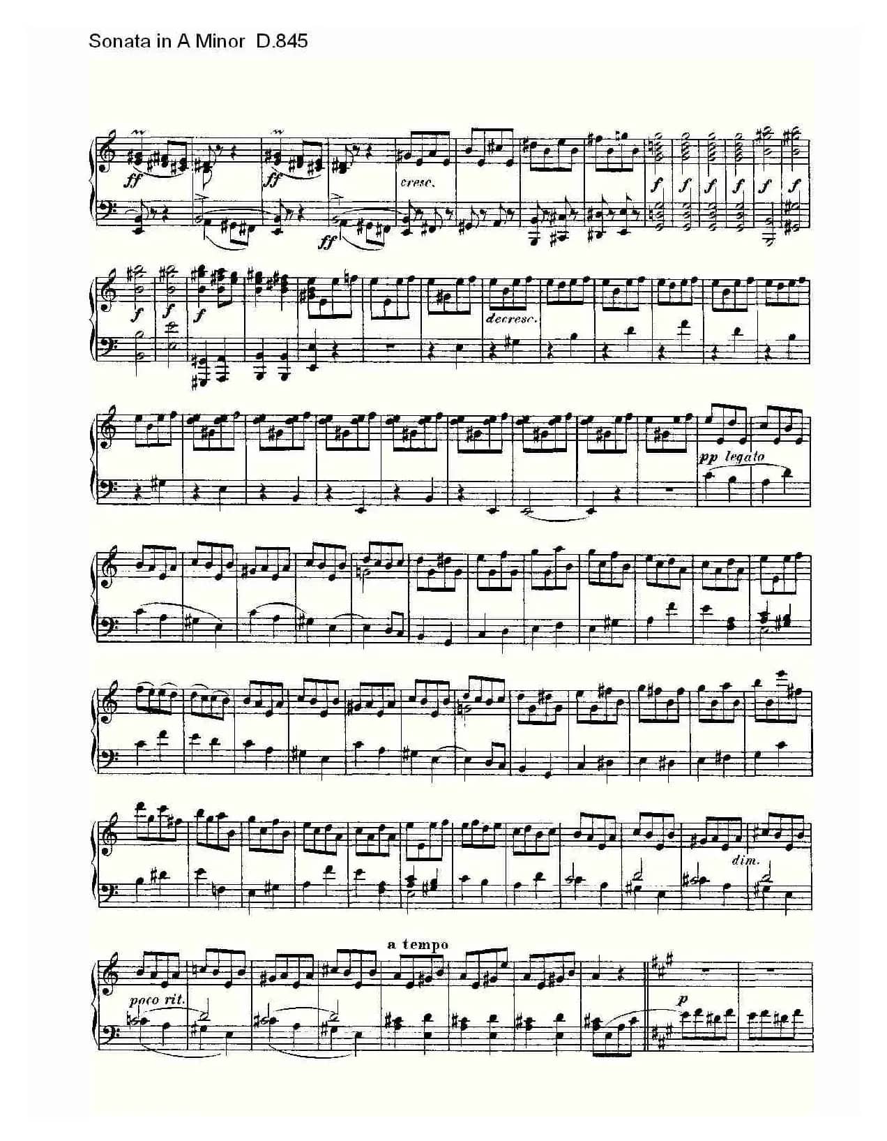 Sonata in A Minor D.845（A小调奏鸣曲 D.845）