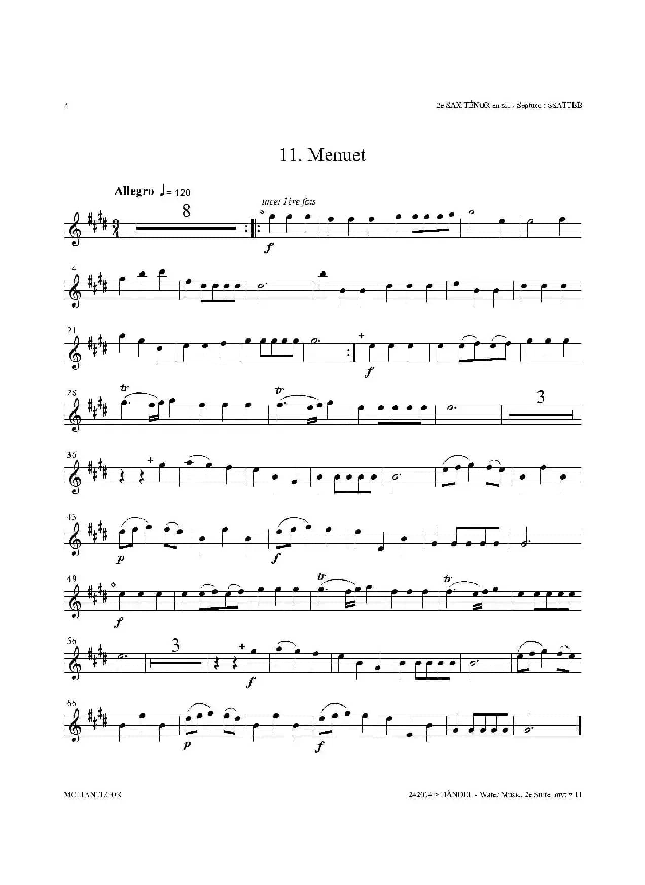 Water Music（HWV.349 No.2）（第二次中音萨克斯）