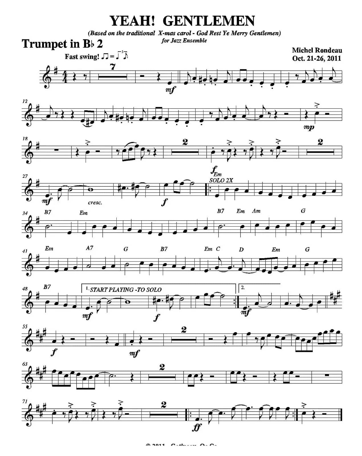 YEAH! GENTLEMEN（第二降B小号分谱）