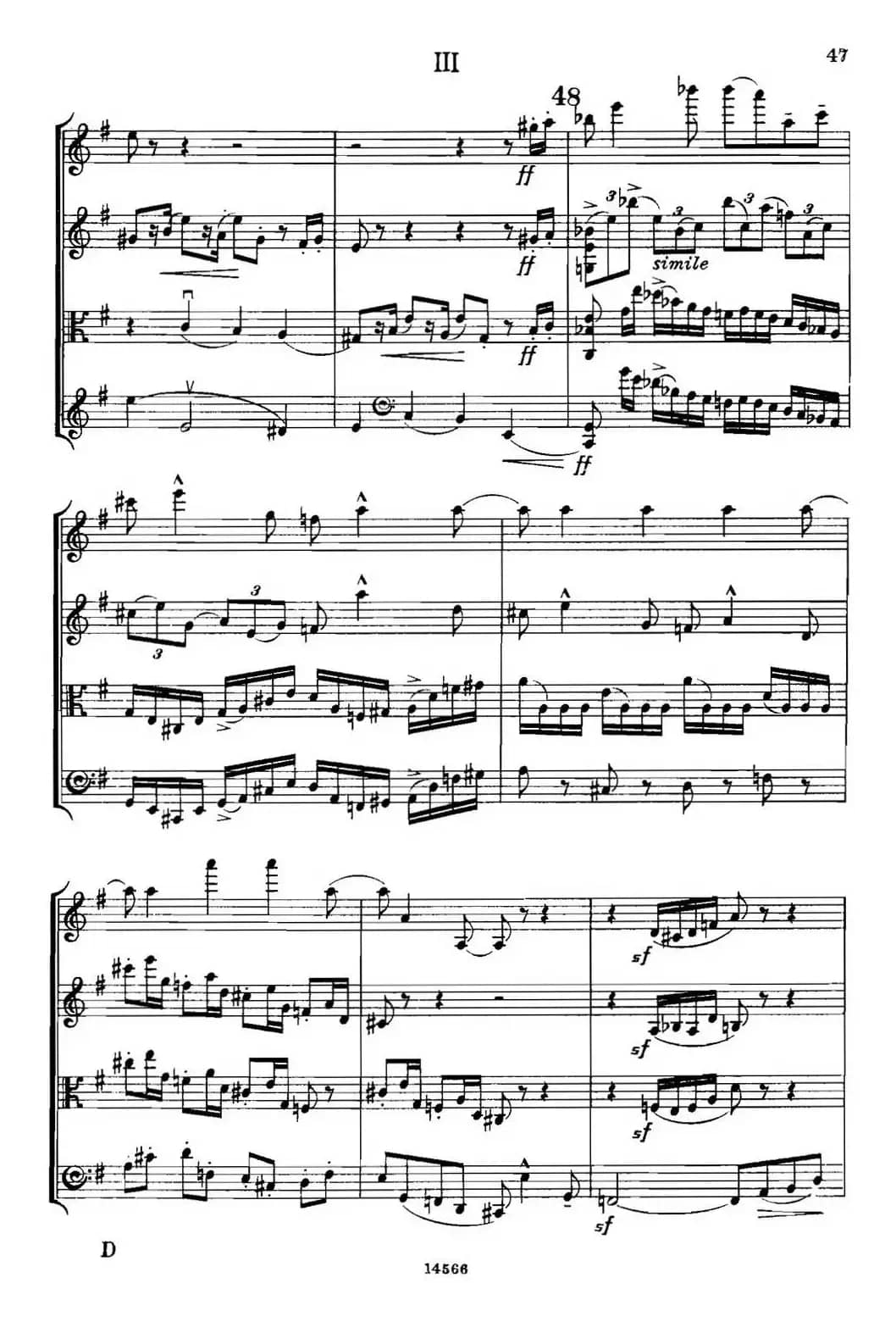 QUARTET Op.83（第三部分）（弦乐四重奏）