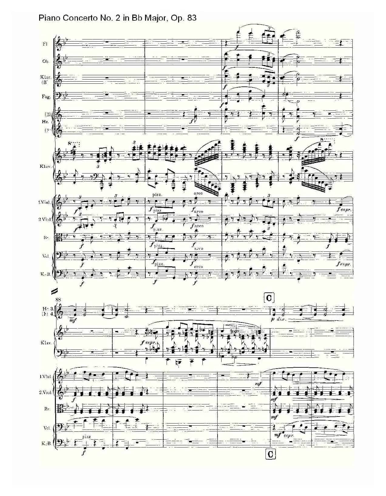 Bb大调钢琴第二协奏曲, Op.83第一乐章（一）